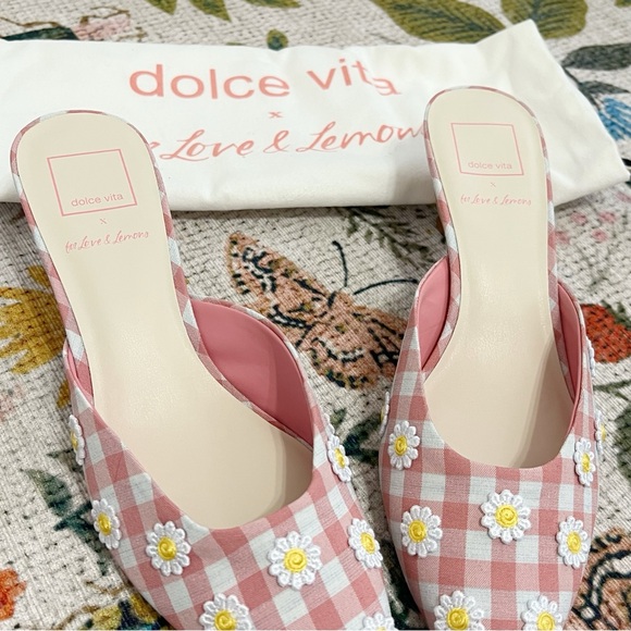 NWT Dolce Vita X For Love And Lemons Lilou Mule in Pink Gingham - Picture 5 of 15